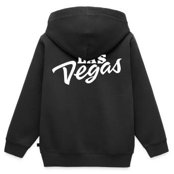 LAS VEGAS - Kinder Premium Organic Zip Hoodie - Schwarz - Hinten - AI Model Kid Male (0cm)