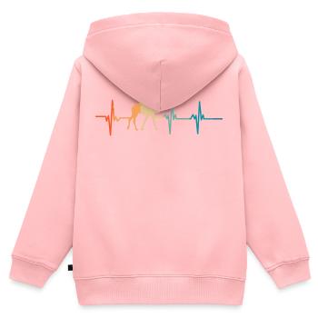 Battement de cœur chameau - Sweat Premium à capuche zippé enfant bio - rose - Dos - AI Model Kid Female (0cm)