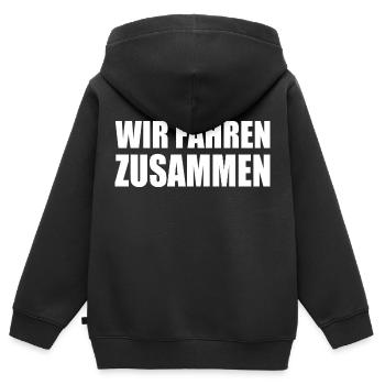 wir fahren zusammen - Kinder Premium Organic Zip Hoodie - Schwarz - Hinten - AI Model Kid Male (0cm)