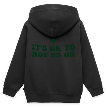 Sensibilisation à la santé mentale Point-virgule - C’est bien de - Sweat Premium à capuche zippé enfant bio - noir - Dos - AI Model Kid Male (0cm)