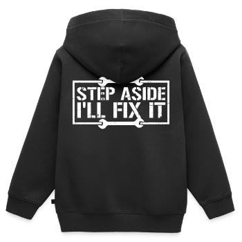 Écartez-vous, je vais le réparer pour réparer la réparation - Sweat Premium à capuche zippé enfant bio - noir - Dos - AI Model Kid Male (0cm)