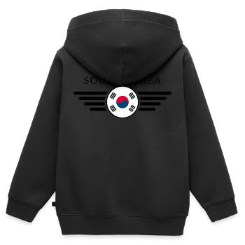 T-shirt design de style sud-coréen - Sweat Premium à capuche zippé enfant bio - noir - Dos - AI Model Kid Male (0cm)