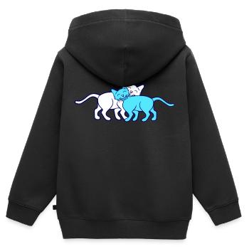 2 Glückliche Katzen Pärchen Freunde Schmusen Paar - Kinder Premium Organic Zip Hoodie - Schwarz - Hinten - AI Model Kid Male (0cm)
