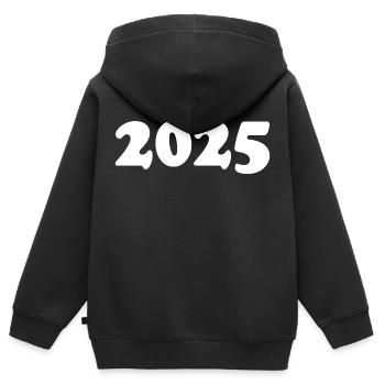 2025 - Kinder Premium Organic Zip Hoodie - Schwarz - Hinten - AI Model Kid Male (0cm)