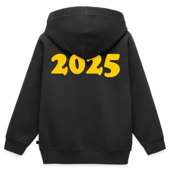 2025 - Kinder Premium Organic Zip Hoodie - Schwarz - Hinten - AI Model Kid Male (0cm)