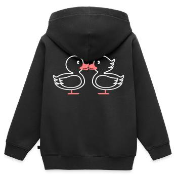 Enten Kuss Linie - Kinder Premium Organic Zip Hoodie - Schwarz - Hinten - AI Model Kid Male (0cm)