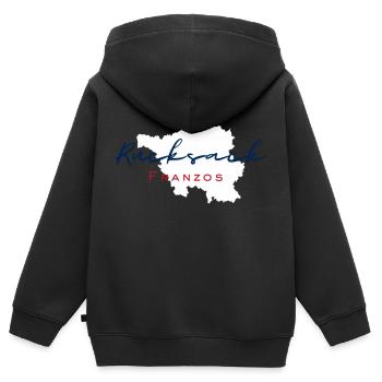 Rucksack Franzos - Kinder Premium Organic Zip Hoodie - Schwarz - Hinten - AI Model Kid Male (0cm)