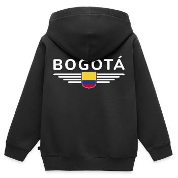 Bogotá Design – La Cité des Andes - Sweat Premium à capuche zippé enfant bio - noir - Dos - AI Model Kid Male (0cm)