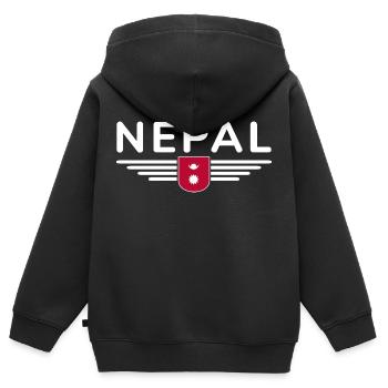 Nepal Design – Himalaya Abenteuer - Kinder Premium Organic Zip Hoodie - Schwarz - Hinten - AI Model Kid Male (0cm)