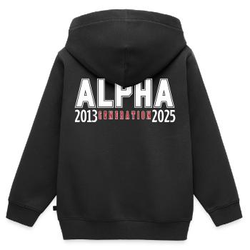 La génération alpha 2013-2025 - Sweat Premium à capuche zippé enfant bio - noir - Dos - AI Model Kid Male (0cm)