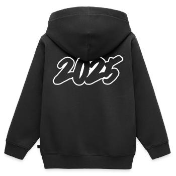 2025 - Kinder Premium Organic Zip Hoodie - Schwarz - Hinten - AI Model Kid Male (0cm)