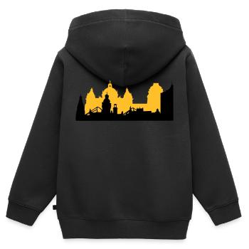 Leipzig Skyline - Kinder Premium Organic Zip Hoodie - Schwarz - Hinten - AI Model Kid Male (0cm)