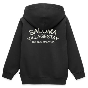 Saloma villagestay - Sweat Premium à capuche zippé enfant bio - noir - Dos - AI Model Kid Male (0cm)