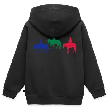 Westernreiter - Kinder Premium Organic Zip Hoodie - Schwarz - Hinten - AI Model Kid Male (0cm)