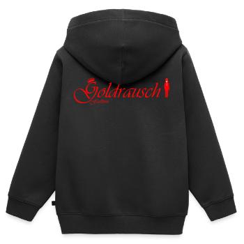 goldrausch fashion - Kinder Premium Organic Zip Hoodie - Schwarz - Hinten - AI Model Kid Male (0cm)