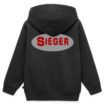 Sieger - Kinder Premium Organic Zip Hoodie - Schwarz - Hinten - AI Model Kid Male (0cm)