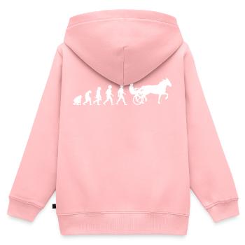 Evolution Trabrennsport Pferderennsport Pferde - Kinder Premium Organic Zip Hoodie - Rosa - Hinten - AI Model Kid Female (0cm)