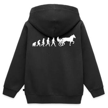 Evolution trot racing chevaux de course de chevaux - Sweat Premium à capuche zippé enfant bio - noir - Dos - AI Model Kid Male (0cm)