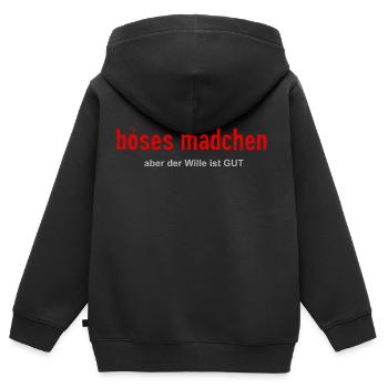 Böses Mädchen - Kinder Premium Organic Zip Hoodie - Schwarz - Hinten - AI Model Kid Male (0cm)