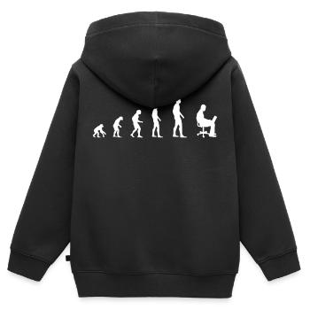 Employé de bureau informatique - Evolution - Sweat Premium à capuche zippé enfant bio - noir - Dos - AI Model Kid Male (0cm)