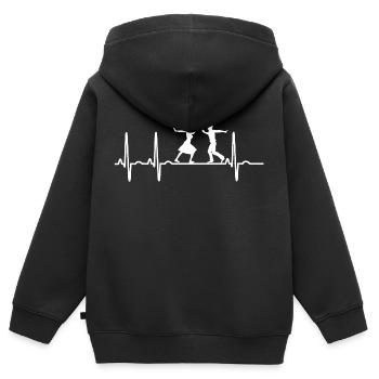 Lindy Hop Swing Tanzen Geschenk Heartbeat Boogie - Kinder Premium Organic Zip Hoodie - Schwarz - Hinten - AI Model Kid Male (0cm)