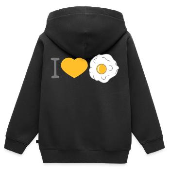 i love herz liebe spiegelei kochen braten essen ei - Kinder Premium Organic Zip Hoodie - Schwarz - Hinten - AI Model Kid Male (0cm)