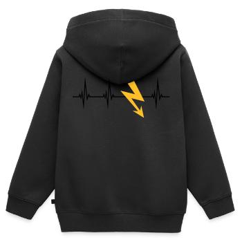 strom puls herzschlag frequenz elektrisch blitz en - Kinder Premium Organic Zip Hoodie - Schwarz - Hinten - AI Model Kid Male (0cm)