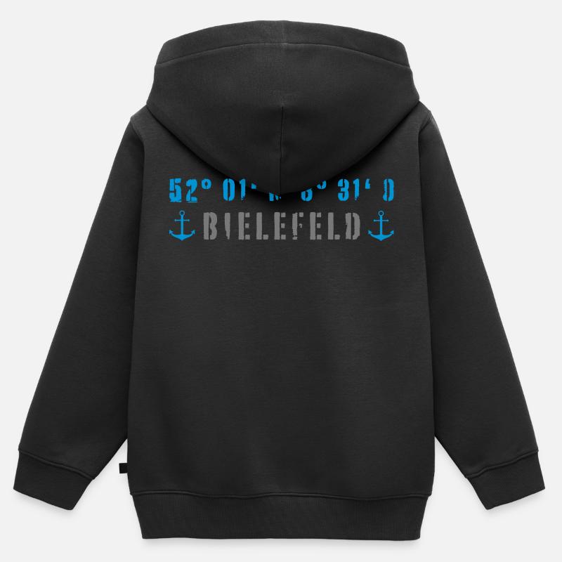 Coordonnées de Bielefeld - Sweat Premium à capuche zippé enfant bio - noir