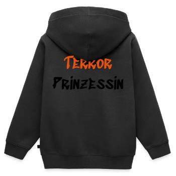 Terror Prinzessin - Kinder Premium Organic Zip Hoodie - Schwarz - Hinten - AI Model Kid Male (0cm)