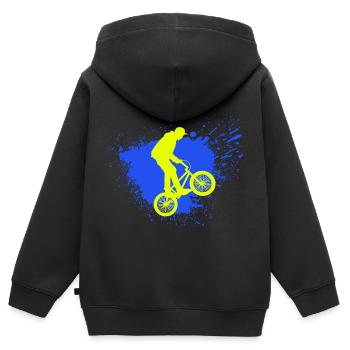 | de course de BMX | de course BMX | de vélo BMX Vélo BMX - Sweat Premium à capuche zippé enfant bio - noir - Dos - AI Model Kid Male (0cm)