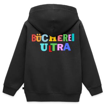 Bücherei Fan Ultra - Kinder Premium Organic Zip Hoodie - Schwarz - Hinten - AI Model Kid Male (0cm)