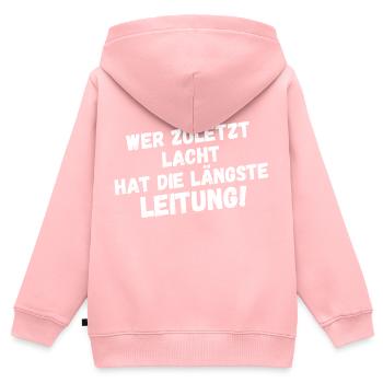 Wer zuletzt lacht - Kinder Premium Organic Zip Hoodie - Rosa - Hinten - AI Model Kid Female (0cm)