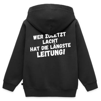 Wer zuletzt lacht - Kinder Premium Organic Zip Hoodie - Schwarz - Hinten - AI Model Kid Male (0cm)