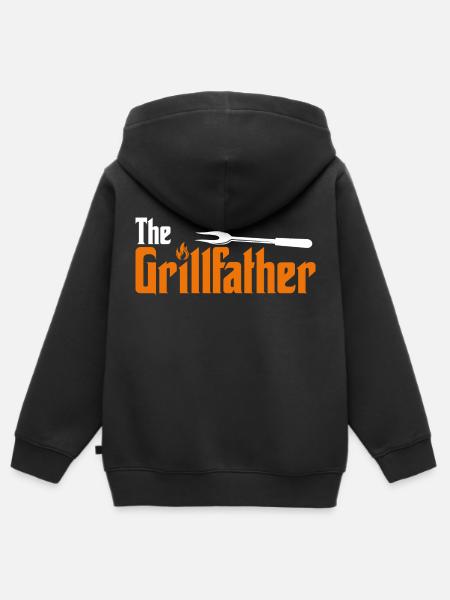 Der Grill Vater. The Grillfather - Premium børne zip-hættetrøje økologisk - sort