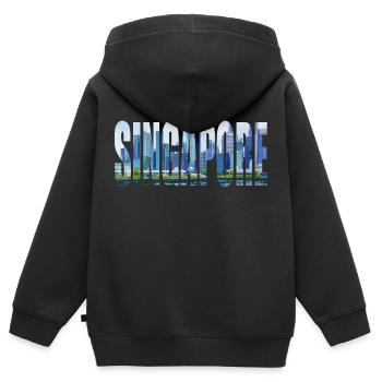 Singapour - Sweat Premium à capuche zippé enfant bio - noir - Dos - AI Model Kid Male (0cm)
