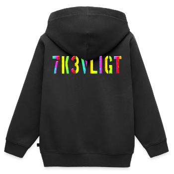 SMS chat langue fortifications anglais trois 3 trois - Sweat Premium à capuche zippé enfant bio - noir - Dos - AI Model Kid Male (0cm)