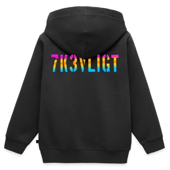 SMS chat langue fortifications anglais trois 3 trois - Sweat Premium à capuche zippé enfant bio - noir - Dos - AI Model Kid Male (0cm)