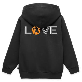 basket basket-ball-love dunk - Sweat Premium à capuche zippé enfant bio - noir - Dos - AI Model Kid Male (0cm)