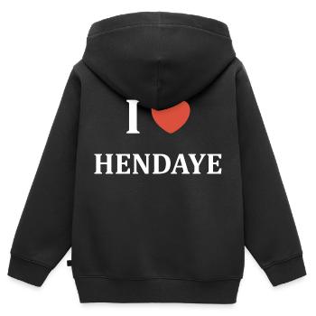 i love Hendaye - Sweat Premium à capuche zippé enfant bio - noir - Dos - AI Model Kid Male (0cm)