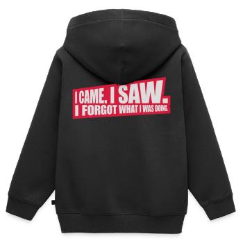 I came saw forget - Kinder Premium Organic Zip Hoodie - Schwarz - Hinten - AI Model Kid Male (0cm)