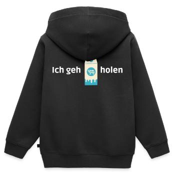 Milch holen - Kinder Premium Organic Zip Hoodie - Schwarz - Hinten - AI Model Kid Male (0cm)