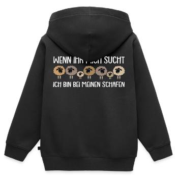 Wenn Ihr mich sucht ich bin bei meinen Schafen - Kinder Premium Organic Zip Hoodie - Schwarz - Hinten - AI Model Kid Male (0cm)