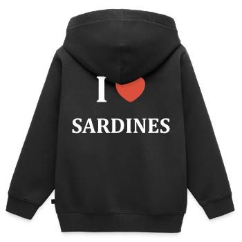 i love Sardines - Sweat Premium à capuche zippé enfant bio - noir - Dos - AI Model Kid Male (0cm)