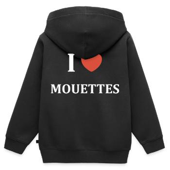 i love Mouettes - Sweat Premium à capuche zippé enfant bio - noir - Dos - AI Model Kid Male (0cm)