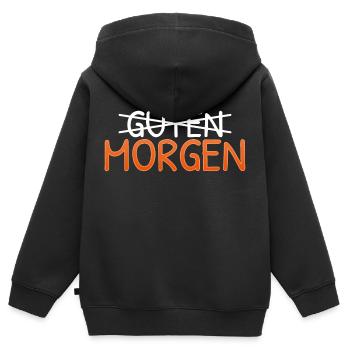 Guten Morgen ohne Guten genervt Morgenmuffel lusti - Kinder Premium Organic Zip Hoodie - Schwarz - Hinten - AI Model Kid Male (0cm)
