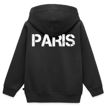 Paris - Sweat Premium à capuche zippé enfant bio - noir - Dos - AI Model Kid Male (0cm)