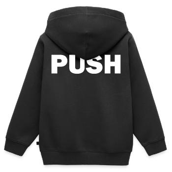 Push - Kids Premium Organic Zip-up Hoodie - black - Back - AI Model Kid Male (0cm)