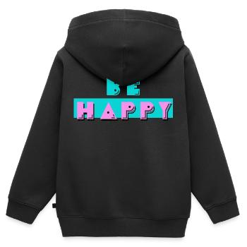 Sois heureux - Sweat Premium à capuche zippé enfant bio - noir - Dos - AI Model Kid Male (0cm)