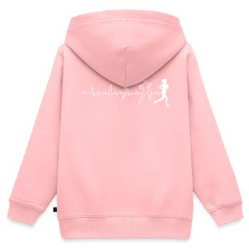 "Pulsschlag Laufen" - Kinder Premium Organic Zip Hoodie - Rosa - Hinten - AI Model Kid Female (0cm)