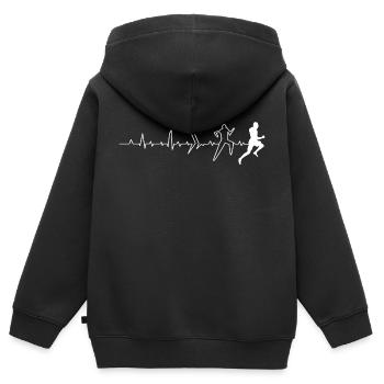 "Pulsschlag Laufen" - Kinder Premium Organic Zip Hoodie - Schwarz - Hinten - AI Model Kid Male (0cm)